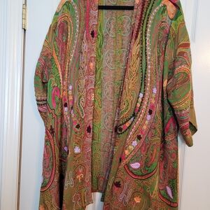 Soft Surroundings Multicolor Embroidered, Paisley, Open Jacket